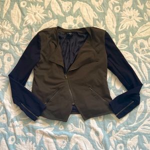 Size Small Olive Army Green with Black Sleeves Moto Style light Jacket, edgy